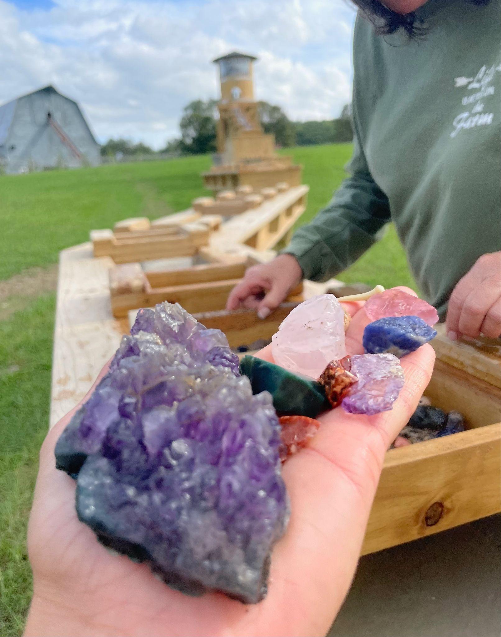 A handful of gems found at gem mining